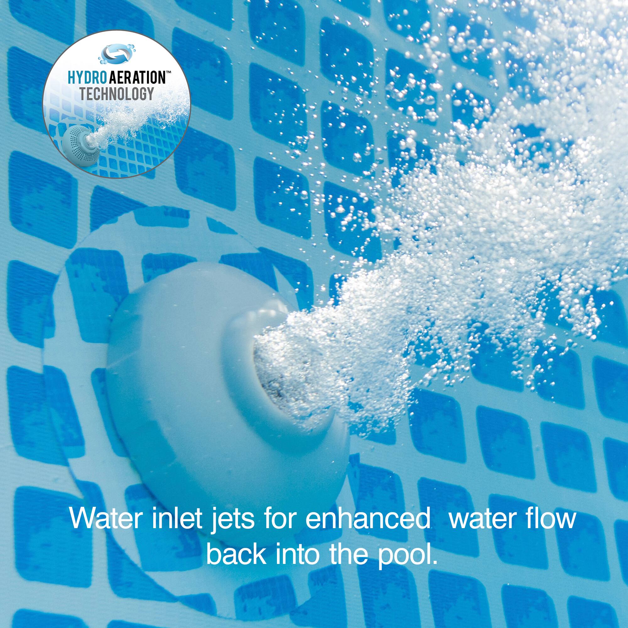 HYDRO AERATION TECHNOLOGY

Water inlet jets for enhanced water flow back into the pool.