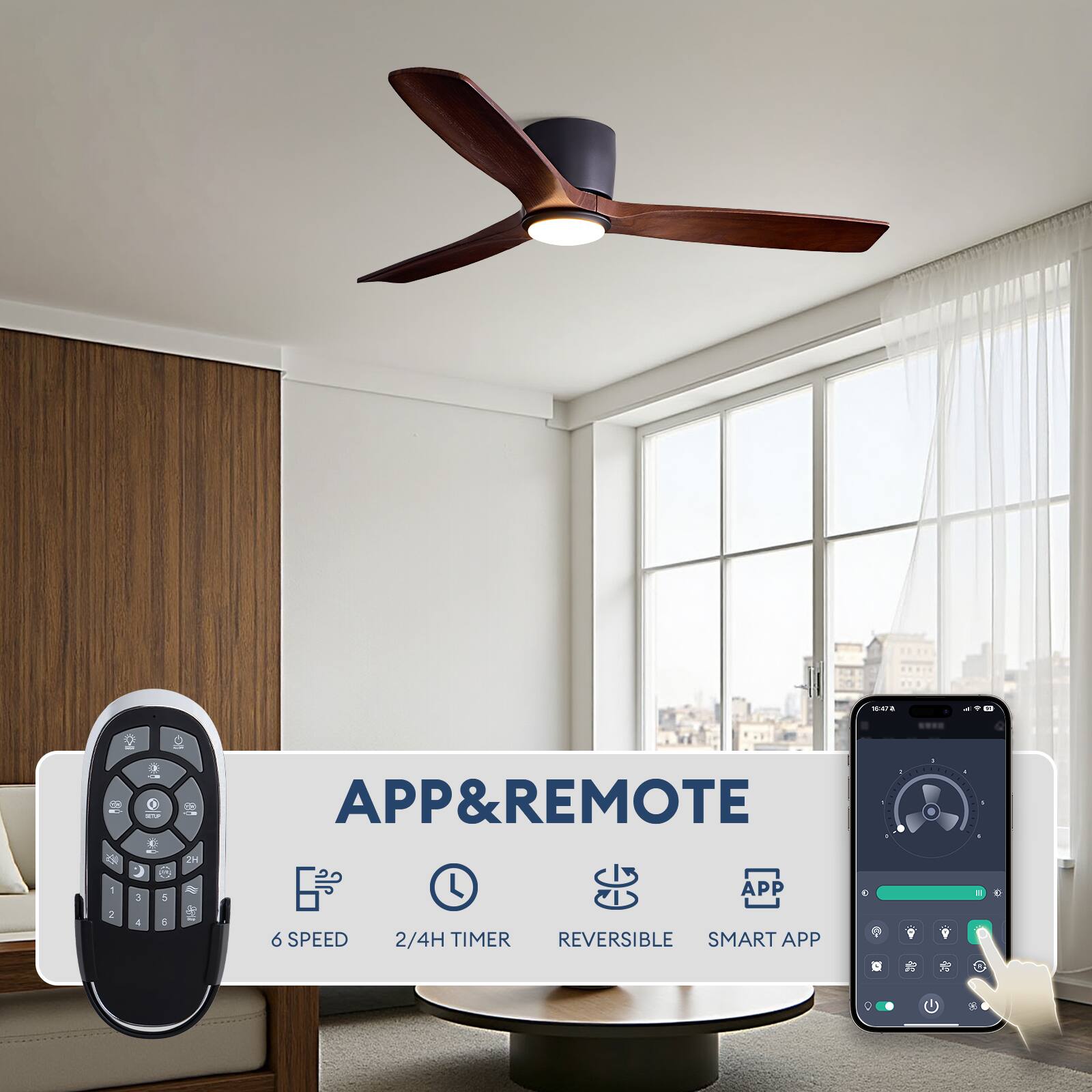 APP & REMOTE  
6 SPEED  
2/4H TIMER  
REVERSIBLE  
SMART APP