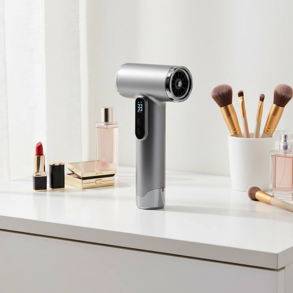 Alt View 2. Cluzine - Wireless Rechargeable Hair Dryer, Negative Ions, DC Motor, Hot & Cold Wind for Dormitory - Black.