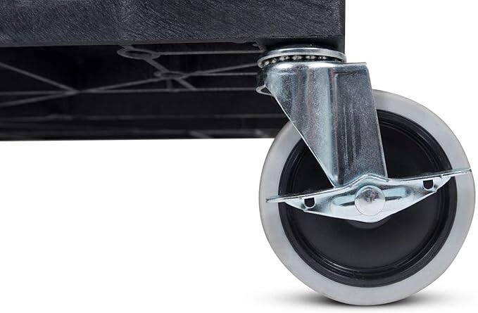 Back. Amber Sporting Goods - Mobile Utility Tub Cart – 3 Shelves, Ergonomic Handle, 400 lbs Capacity, 32x18", Black - Black.