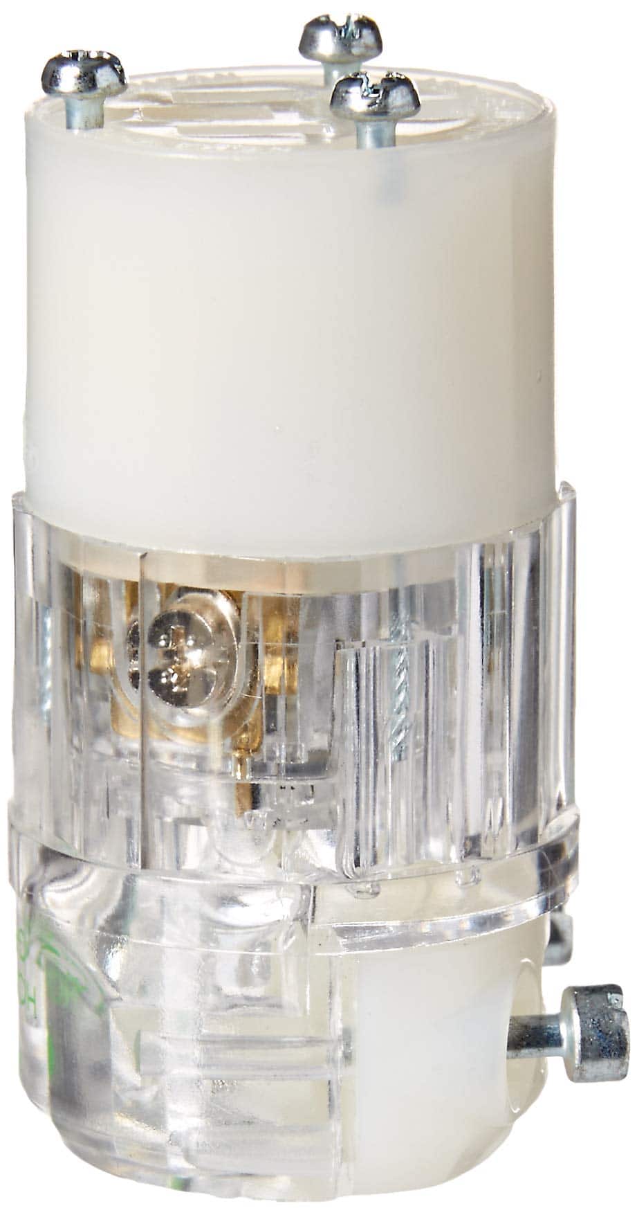 Leviton - Industrial Nylon Grounding Connector Non-NEMA 2 Pole 3 Wire - Clear