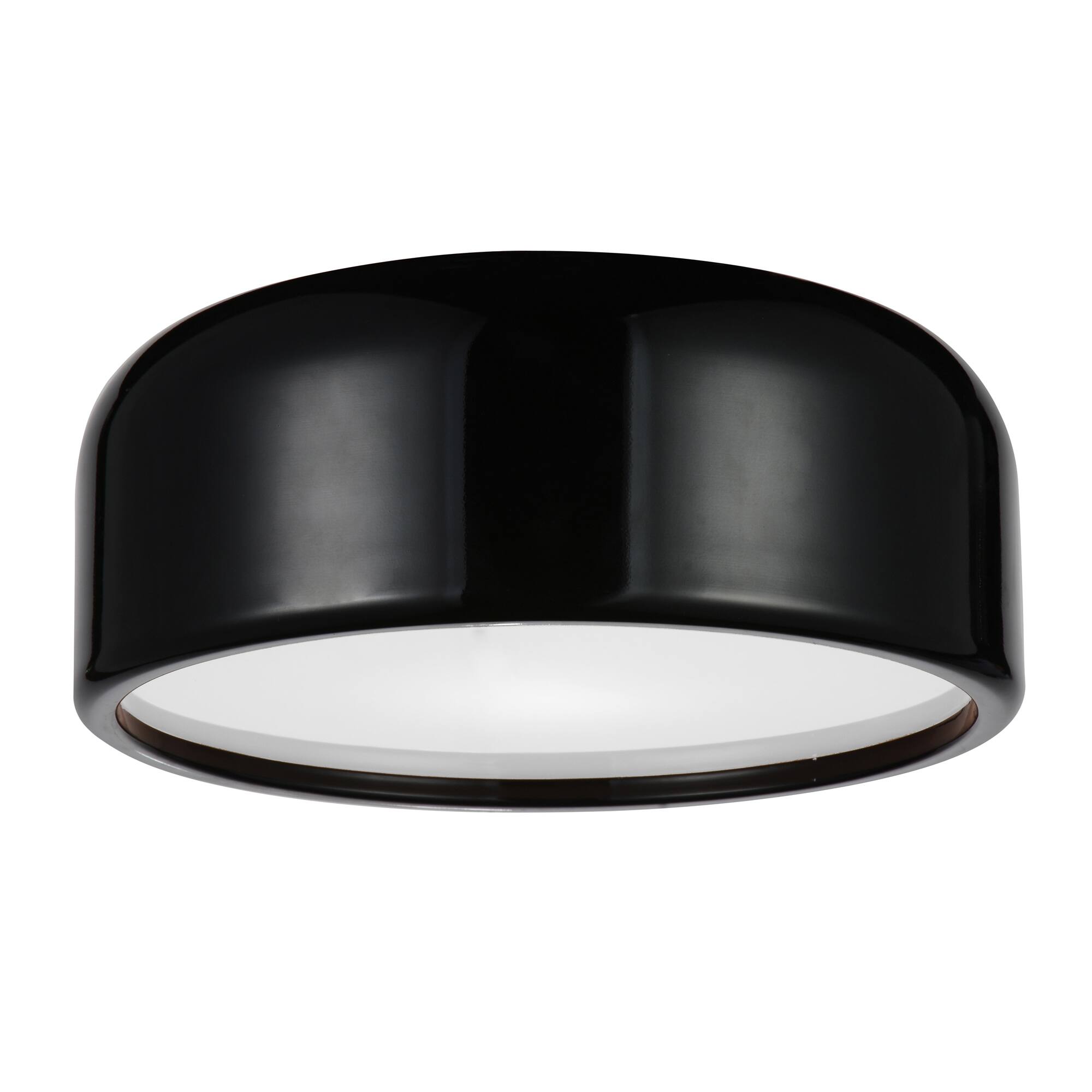 Alt View 1. CWI Lighting - Campton 2 Light Drum Shade Flush Mount With Black Finish - Black.