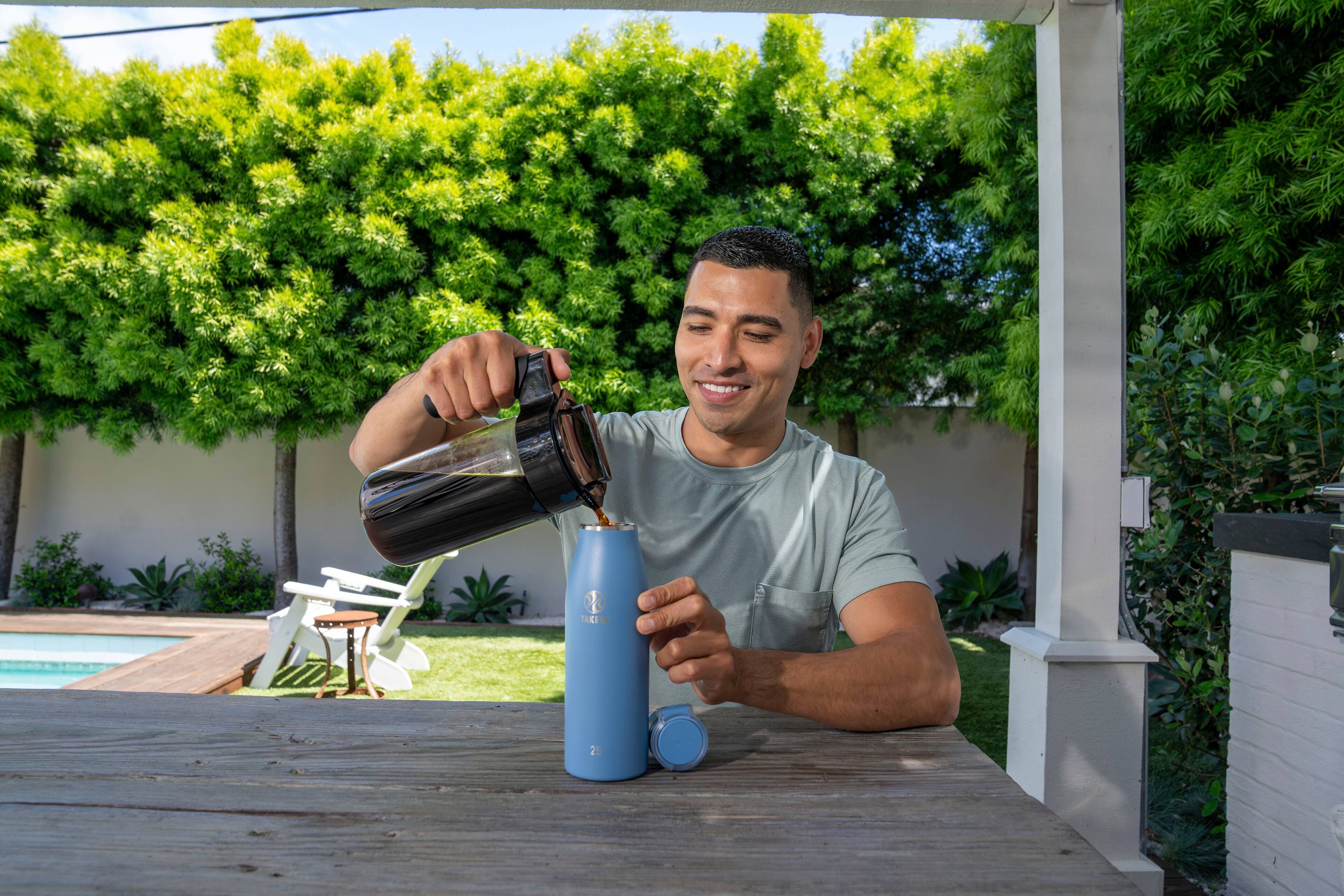 Alt View 16. Takeya - Traveler 25-oz. Leakproof Flip-Lock Mug - Bluestone.