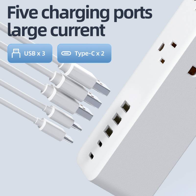Five charging ports large current  
USB x 3  
Type-C x 2