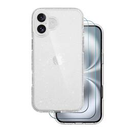 Entronix - iPhone 17 Bundle - Hard Glitter Case with 2 Screen Protectors - Clear