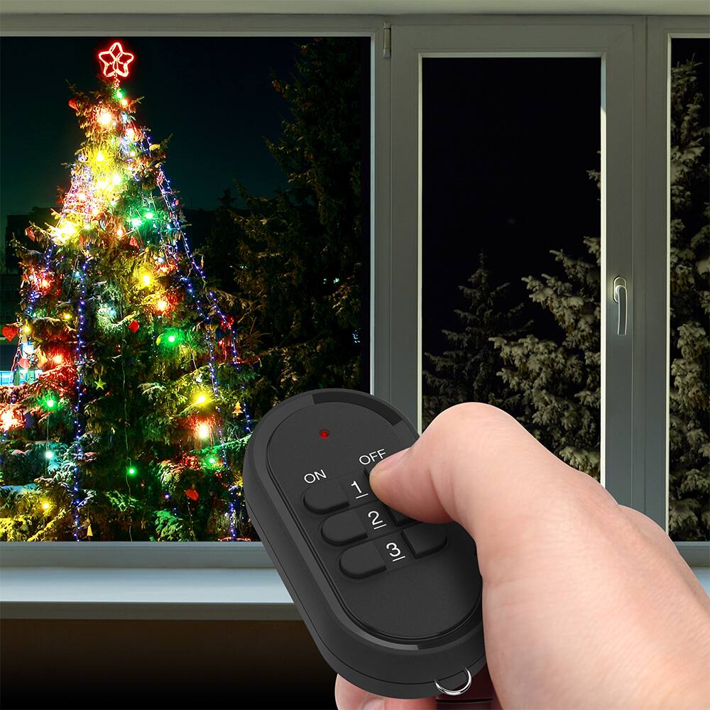 Alt View 5. Fosmon - 3x Wireless Outlet Receivers and 1x Remote Control, [UL Listed] Weatherproof Electrical Outlet Remote - Black.