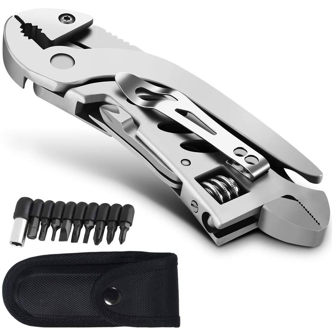 Alt View 1. Dapper Styles - Multitool Wrench With 7 Tools pliers wire Cutter flat Screwdriver phillips Screwdriver Folding - Dp12silver.