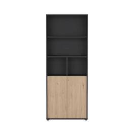 Tvilum - 6 Shelf Boockase with 2 Doors, Home Office Storage - Gray