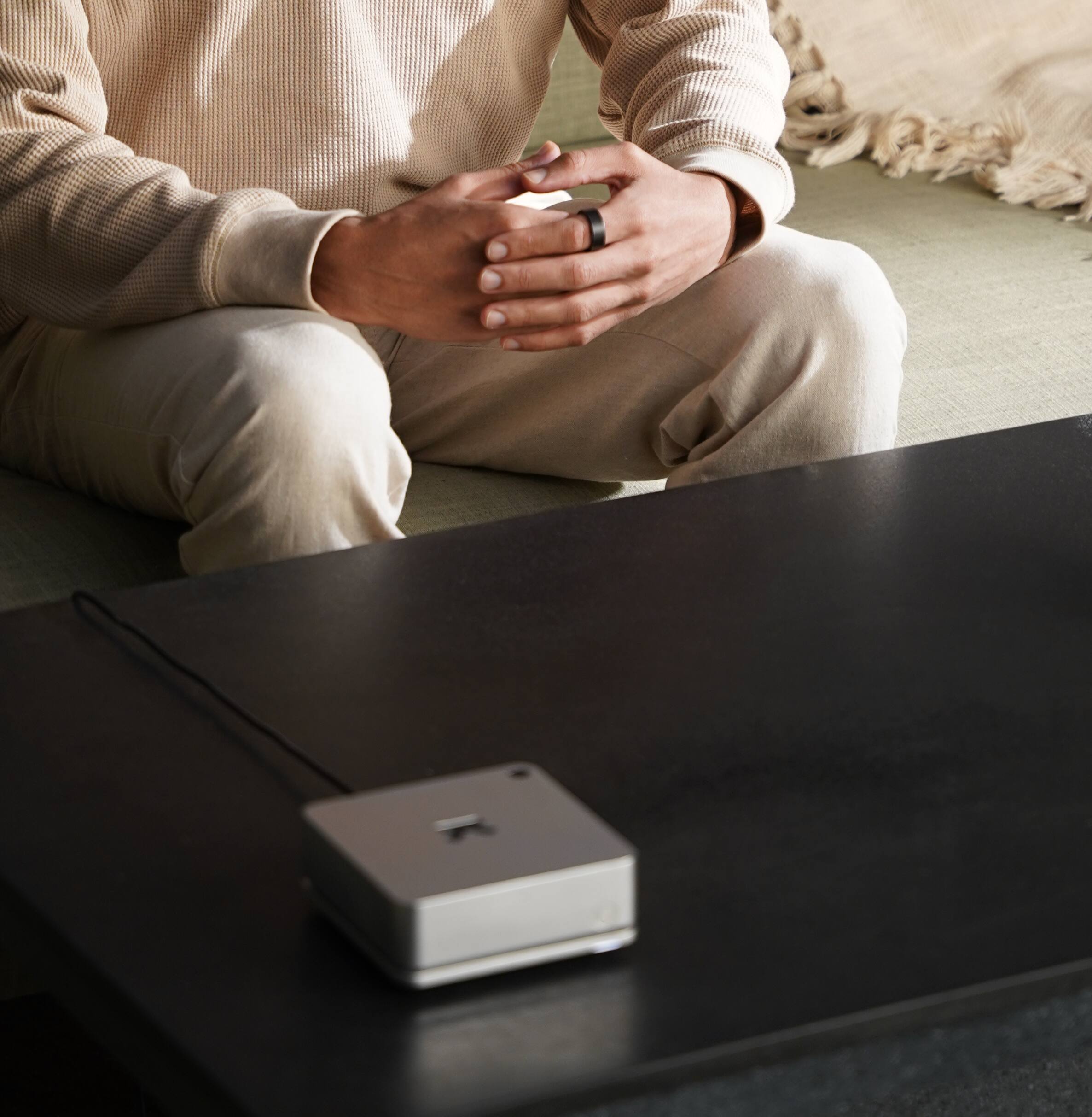 Alt View 10. Ultrahuman - HOME - PM1, PM2.5, PM10, and CO Particulate Sensor - VOC, CO, CO2 HCHO, Smoke, Noise, Motion, and Light Detector - Silver.