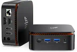 Kamrui - E1 Mini PC AMD Ryzen 3 3250U 8GB DDR4 RAM 256GB M.2 SSD Mini Computer W-11 Pro Dual 4K WiFi - Black