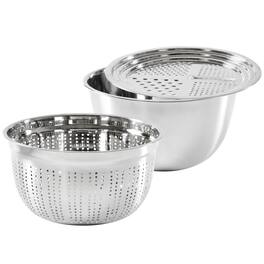 Oster - 3 Piece Stainless Steel Multifunction Prep Bowl Set - Silver