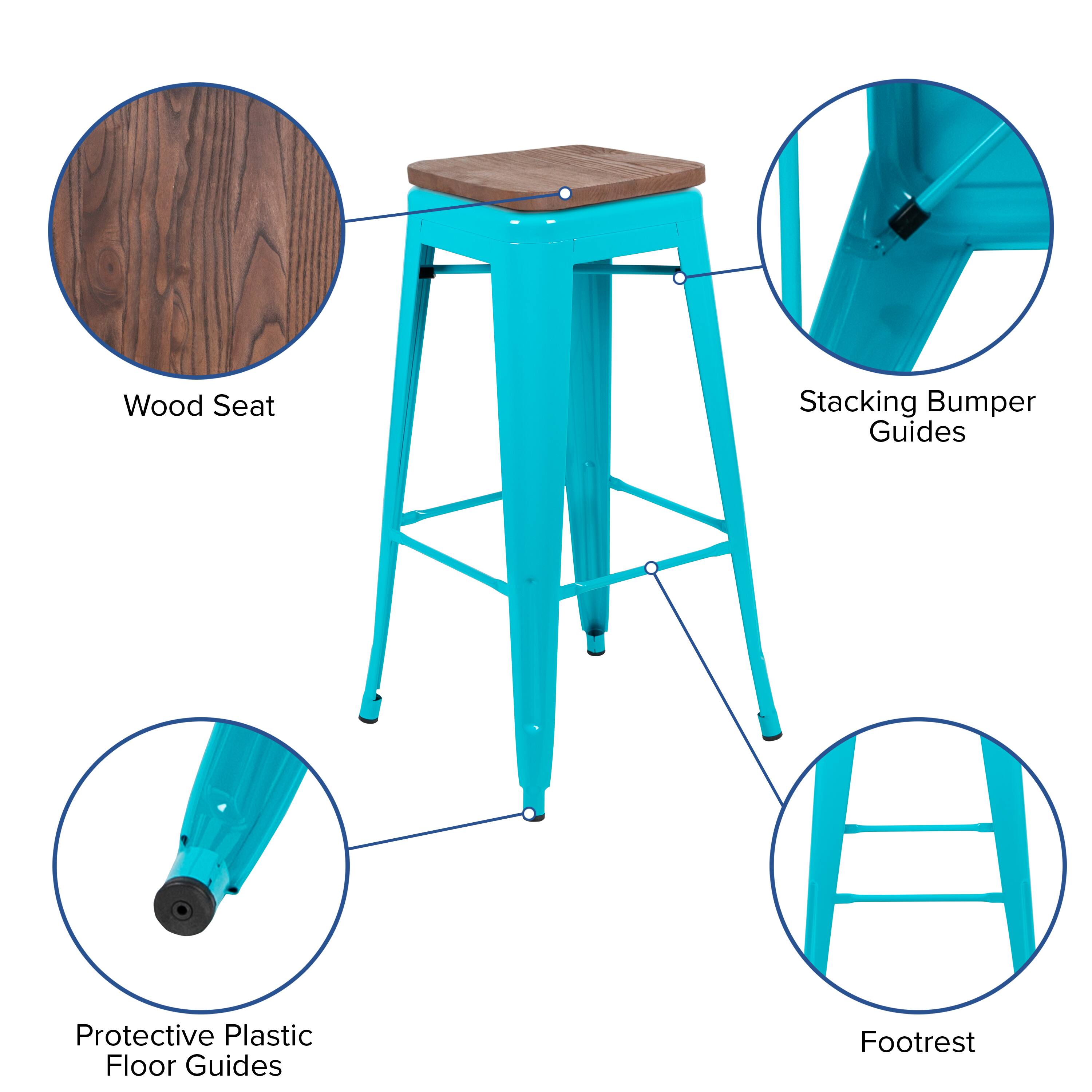 - Wood Seat
- Stacking Bumper Guides
- Protective Plastic Floor Guides
- Footrest