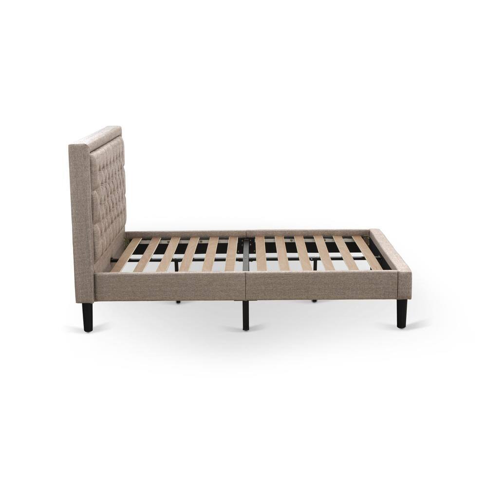 Back. East West Furniture - KD16F-1VL07 2 Pc Bedroom Set - Bed Frame Dark Khaki Headboard with 1 Nightstand Bedroom - Black Finish Legs - Dark Khaki.