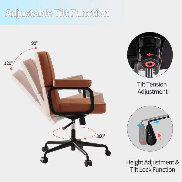 Adjustable Tilt Function  
90° 120° Tilt  
Tilt Tension Adjustment  
360° Height Adjustment & Tilt Lock Function