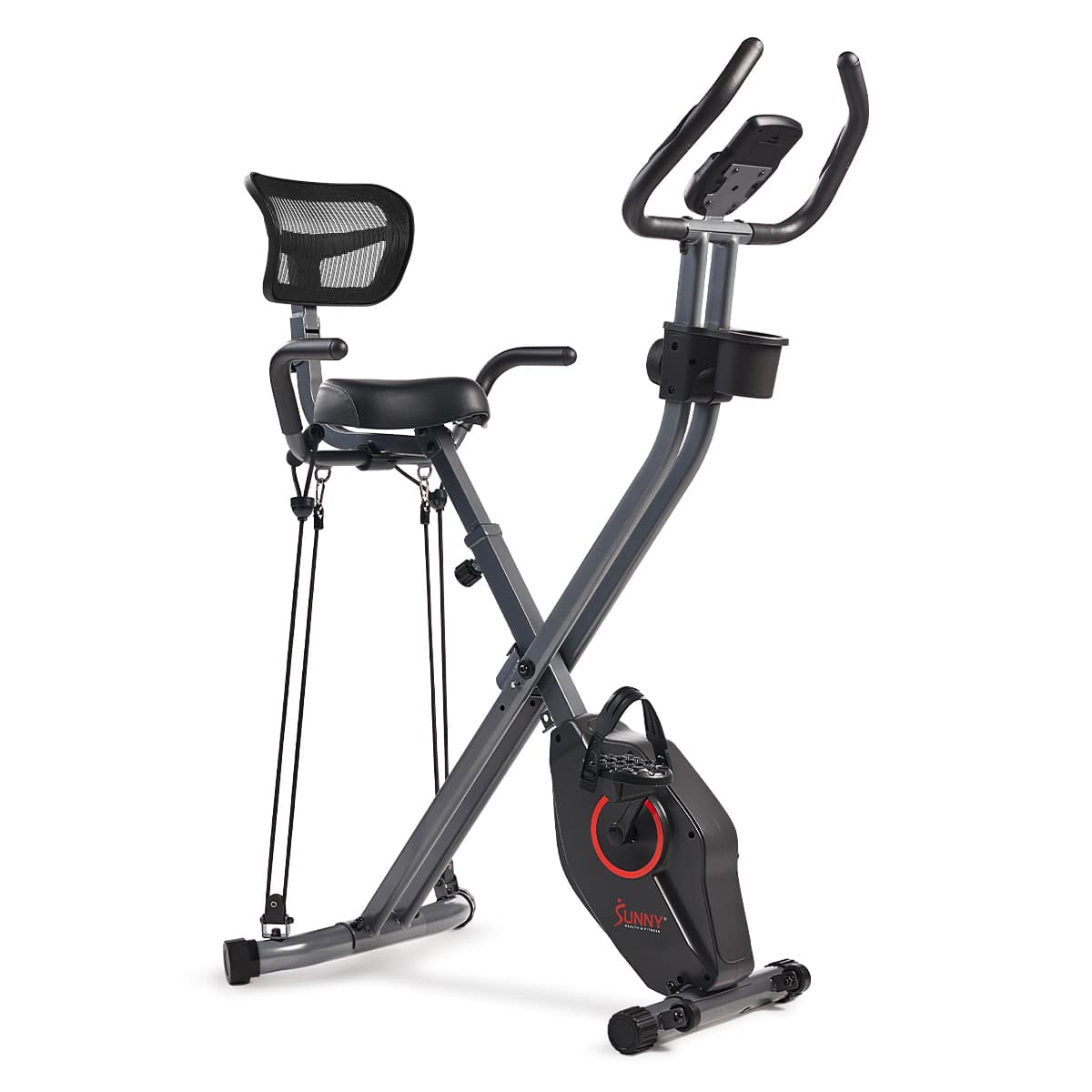 Sunny Health & Fitness - Foldable Magnetic Recumbent Exercise X-Bike - Black