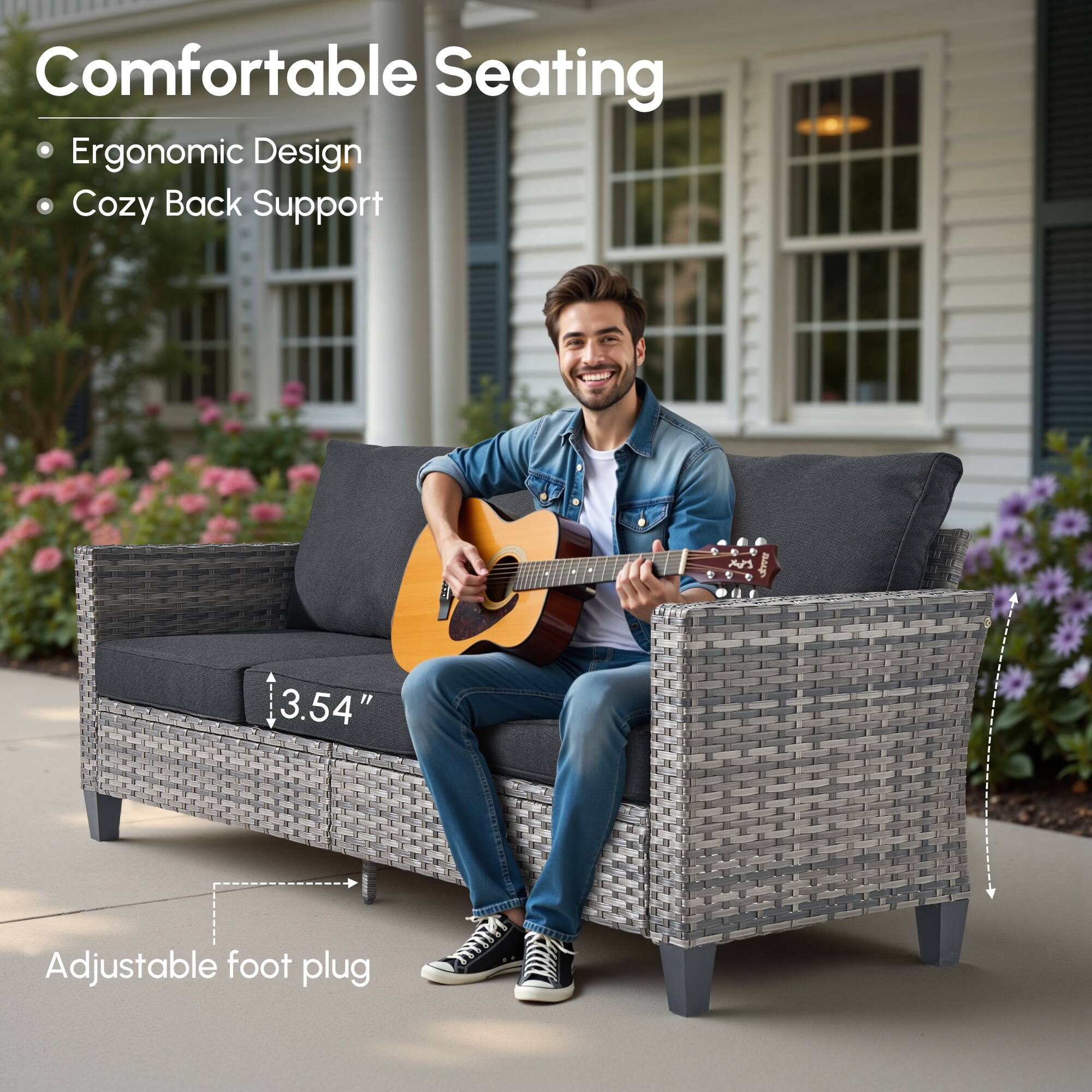 Comfortable Seating  
- Ergonomic Design  
- Cozy Back Support  

3.54" Adjustable foot plug