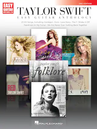 2ND EDITION
EASY GUITAR WITH NOTES & TAB
TAYLOR SWIFT EASY GUITAR ANTHOLOGY
23 Hit Songs, Including:
Cardigan
Exile
Love Story
The 1
Shake It Off
Teardrops on My Guitar
We Are Never Ever Getting Back Together
FEARLESS
Speak Now
folklore
RED
1989
reputation
HAL•LEONARD