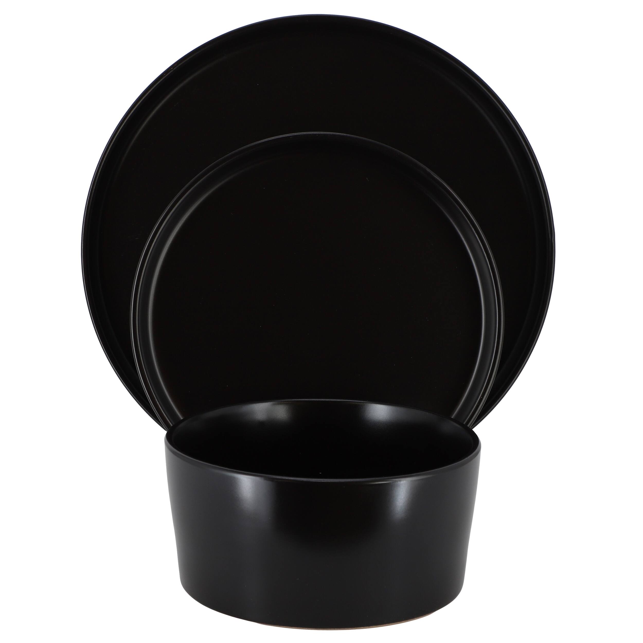 Alt View 1. Elama - Elama Josh 18 Piece Stoneware Dinnerware Set in Matte Black - Black.
