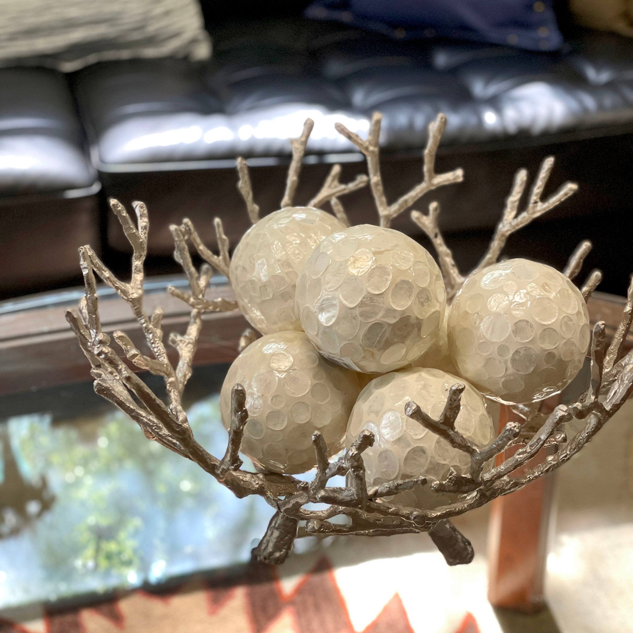 Alt View 4. Things2Die4 - Set of 6 Capiz Shell Deco Spheres 4" White Iridescent Decorative Balls - White.