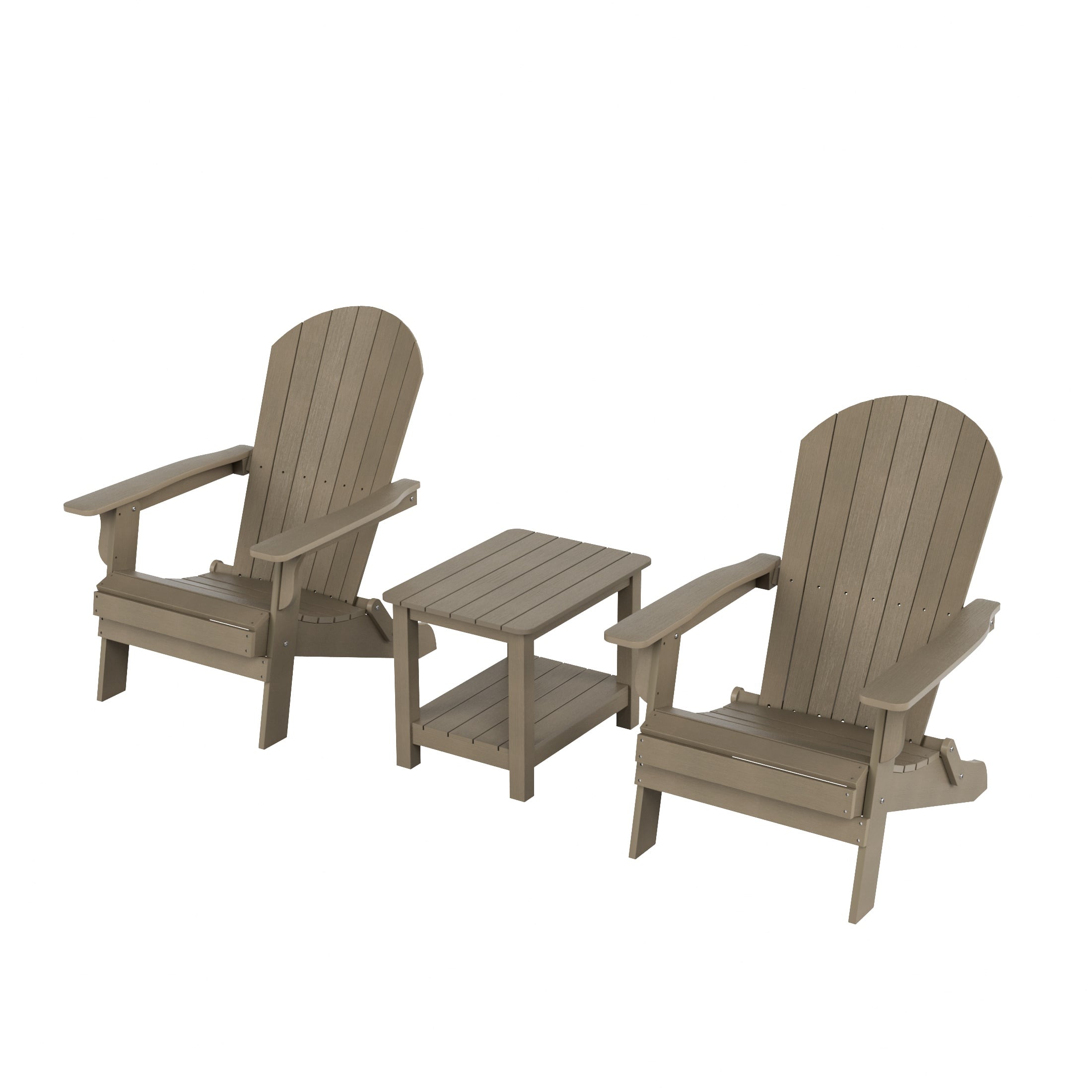 WestinTrends - Tuscany 3PC HIPS Outdoor Adirondack Seashell Chair Set With Side Table - Taupe