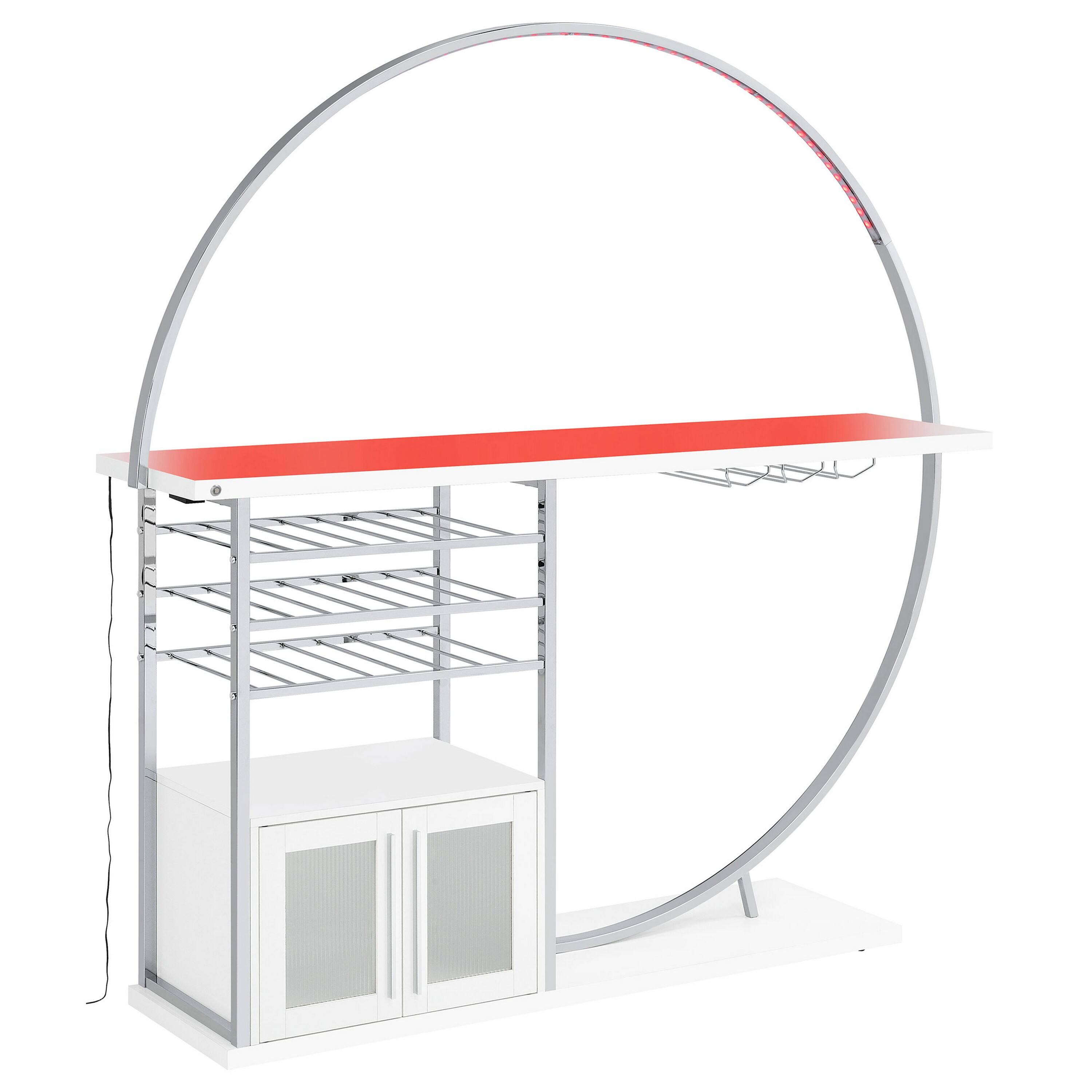 Manhattan Lane Riya Home Bar Table, LED Light, Cabinets, Wine Storage ...