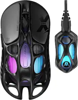 GravaStar - Mercury X Pro 8KHz Wireless Optical Gaming Mouse with 32000 DPI and 49g Magnesium Alloy Frame - Wireless - Galaxy Black