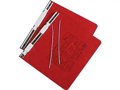 Front. ACCO - Presstex 6" Ringless Hanging Binder - Executive Red.