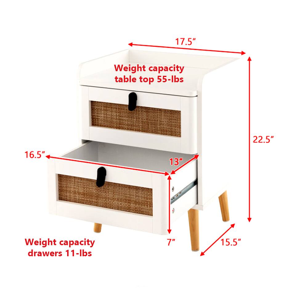 17.5" Weight capacity table top 55-lbs  
16.5" 13" 22.5"  
Weight capacity drawers 11-lbs  
7" 15.5"