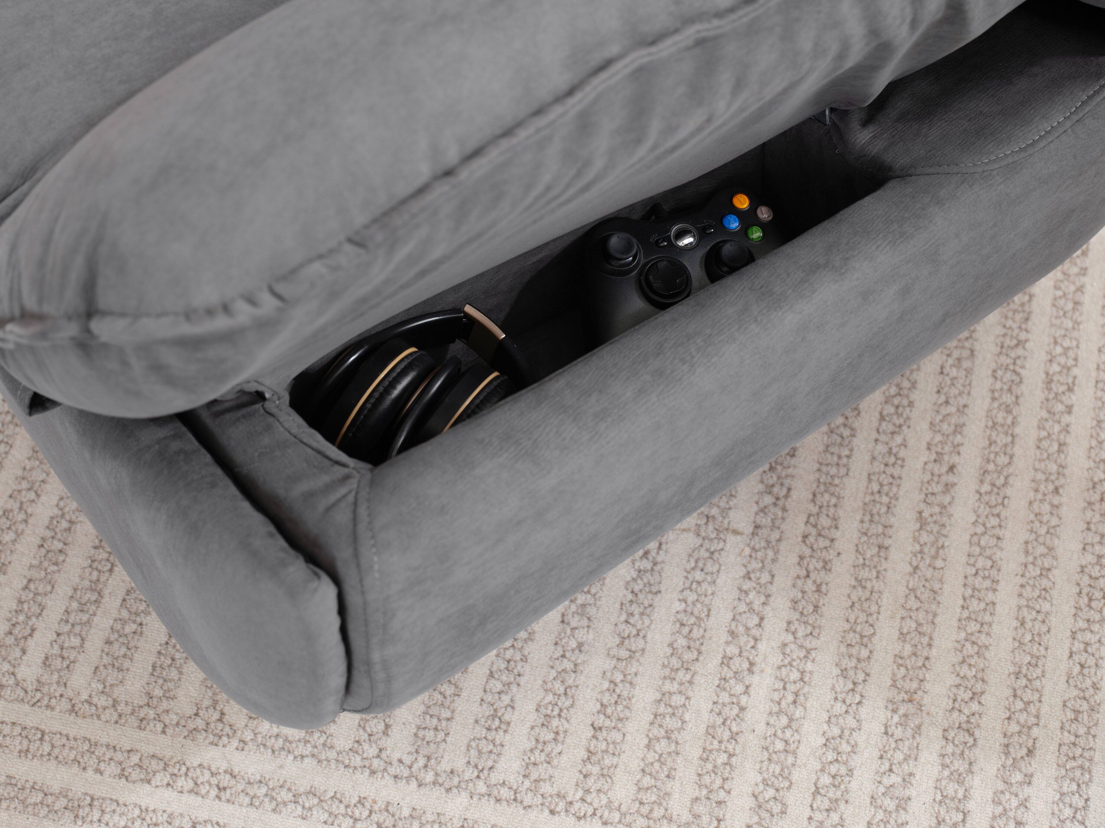 Alt View 8. GOODSILO - Power Recliner Swivel Glider with USB Charger & Bluetooth Music Player - Sleep, Work, Game & Leisure - Grey.