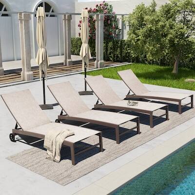 Crestlive Products Set of 2 Steel Frame Adjustbale Chaise Lounge Chair ...