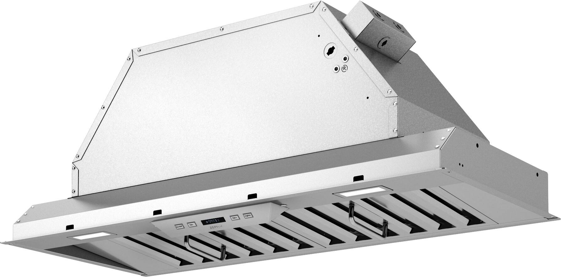 Angle. Zephyr - Tornado II 34 in. 600 CFM Insert Range Hood with LED Lights - Stainless Steel.