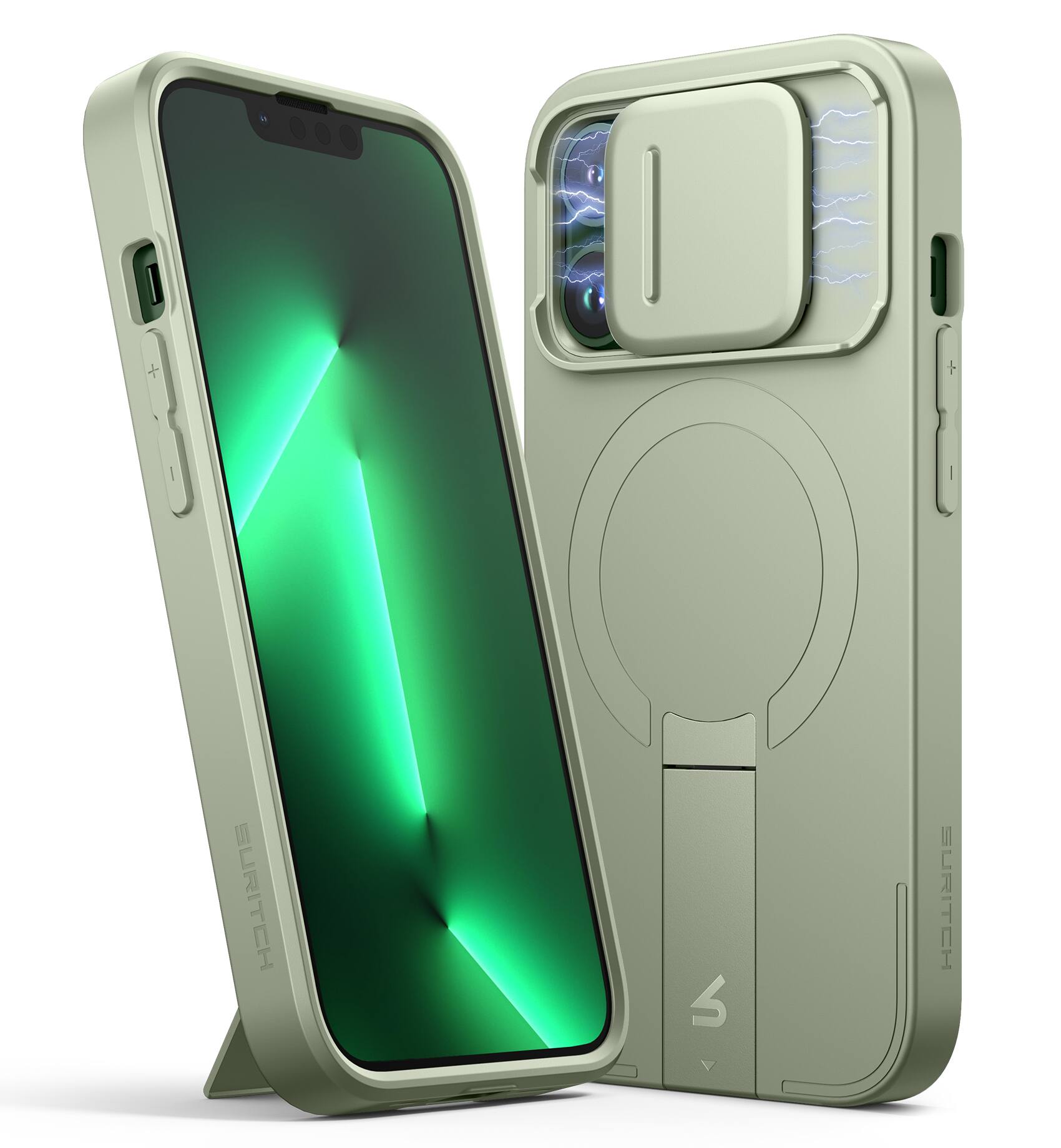 Suritch for iPhone 13 Pro Case with Magnetic Camera Slide Cover and Adjustable Kickstand, Compatible with MagSafe, Shockproof Bumper Case Slim Suritch for iPhone 13 Pro Case with Magnetic Camera Slide Cover and Adjustable Kickstand, Compatible with MagSafe, Shockproof Bumper Case Slim