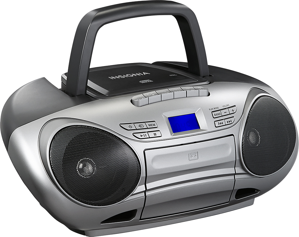 Best Buy: Insignia™ CD/Cassette Boombox with AM/FM Radio Black/Gray  NS-BCDCAS1