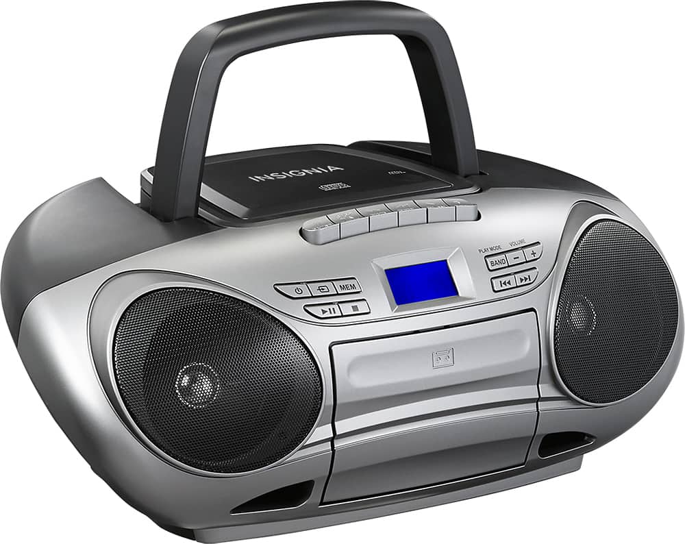 Angle. Insignia™ - CD/Cassette Boombox with AM/FM Radio - Black/Gray.
