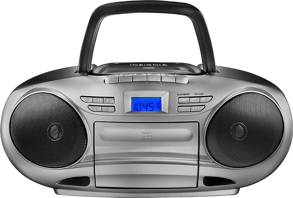 Insignia™ CD/Cassette Boombox with AM/FM Radio Black/Gray NS-BCDCAS1 - Best  Buy