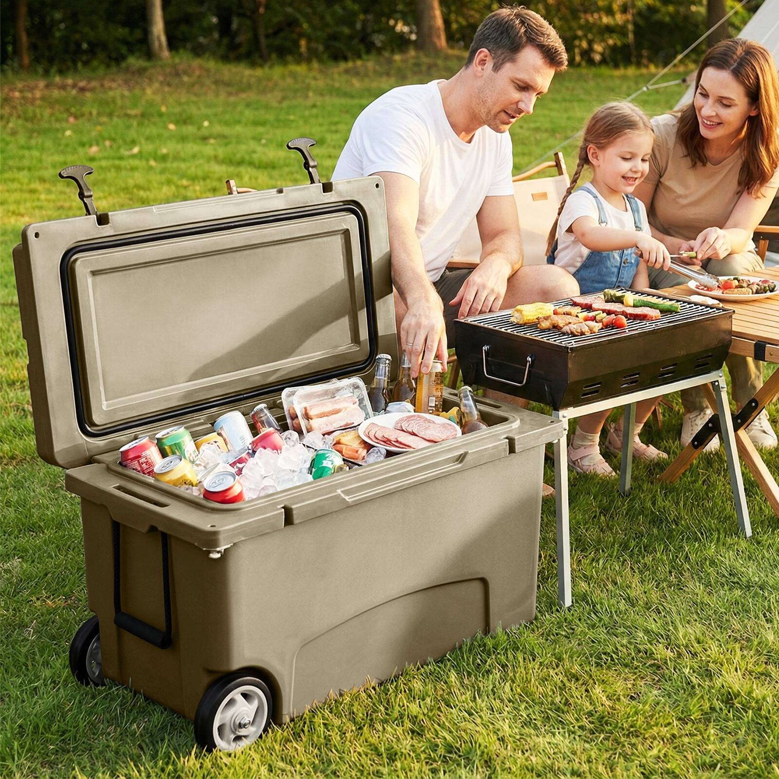 Alt View 3. Gymax - Gymax 75 Quart Portable Hard Cooler Insulated Rolling Cooler w/6-Day Ice Retention Yellow - Yellow.