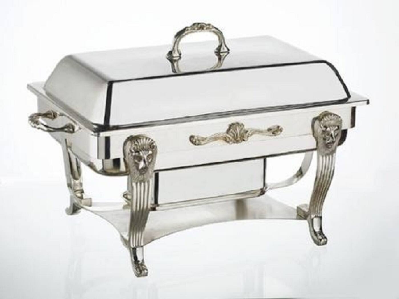 Front. Jiallo - Elegance Plated 8 Qt. Rectangular Chafing Dish - Silver.