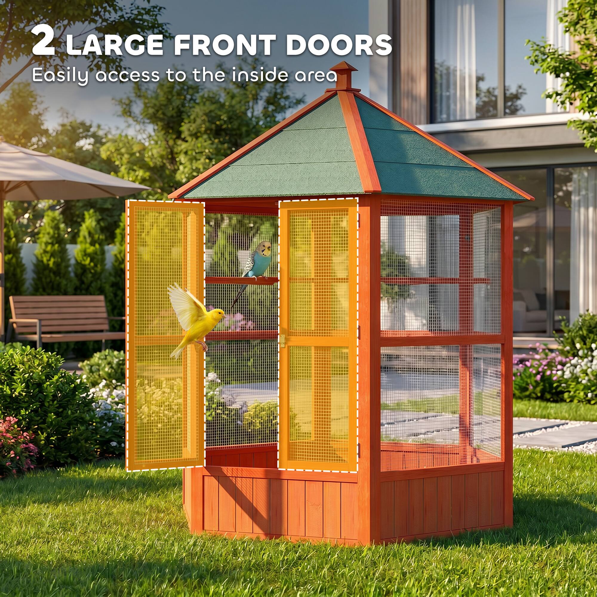 2 LARGE FRONT DOORS  
Easily access to the inside area