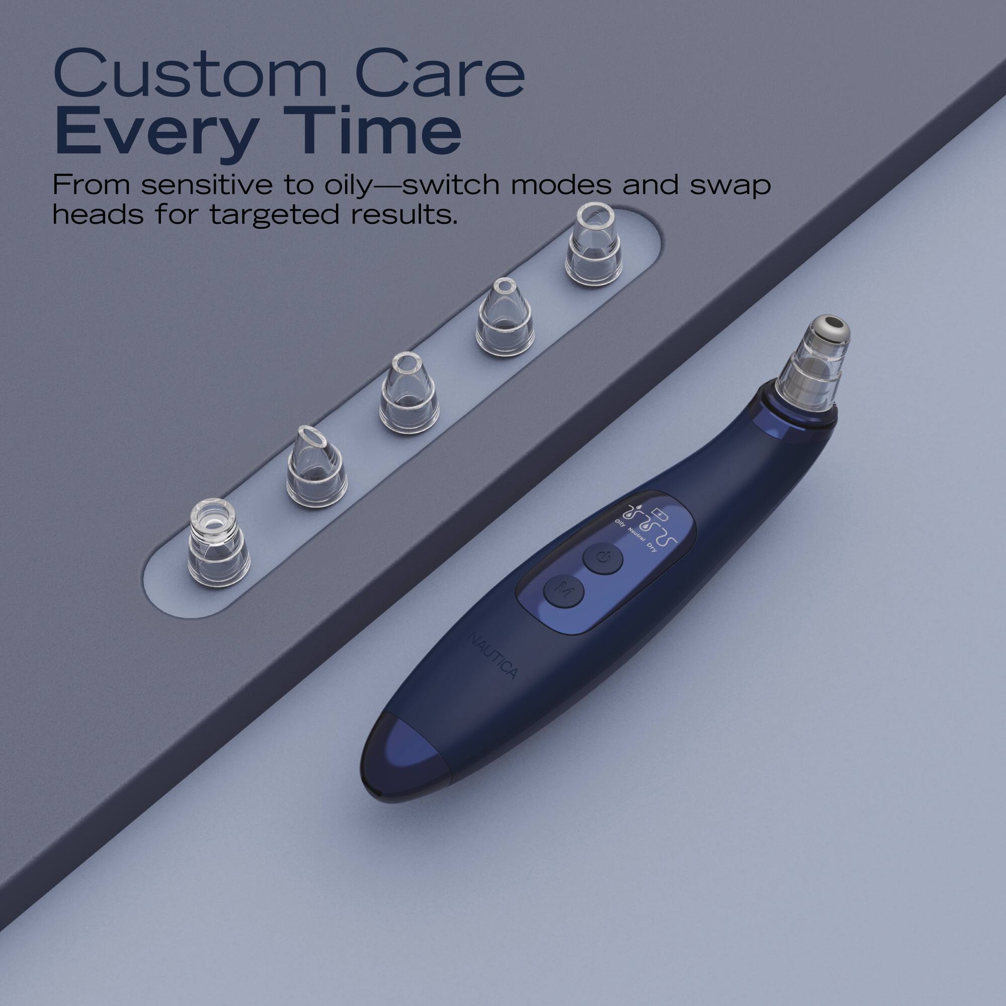 Custom Care Every Time  
From sensitive to oily—switch modes and swap heads for targeted results.