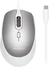 Front. Macally - Macally USB C Mouse for Mac - Sculpted for Comfort - Wired Type C for MacBook Pro Air|iPad|PC|iOS|Android - Silver - Silver.