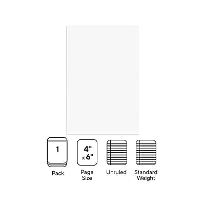 1 Pack  
4" x 6" Page Size  
Unruled  
Standard Weight