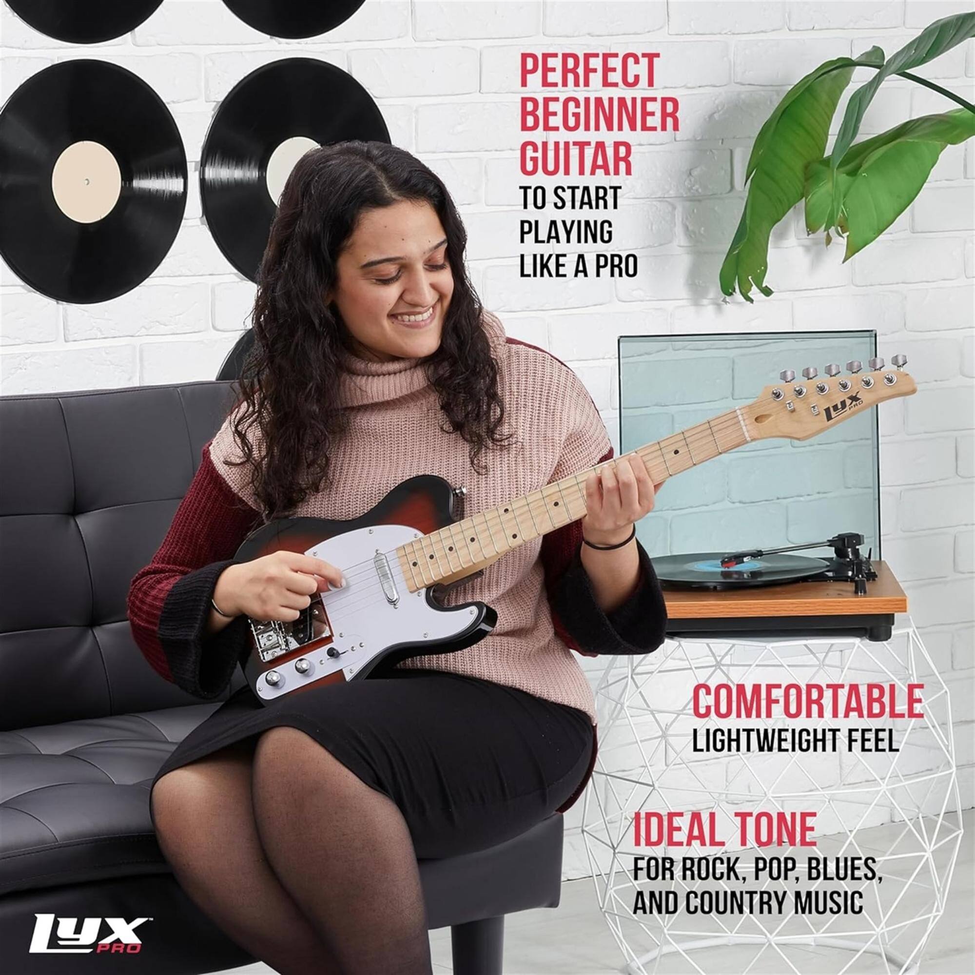 PERFECT BEGINNER GUITAR TO START PLAYING LIKE A PRO

COMFORTABLE LIGHTWEIGHT FEEL

IDEAL TONE FOR ROCK, POP, BLUES, AND COUNTRY MUSIC