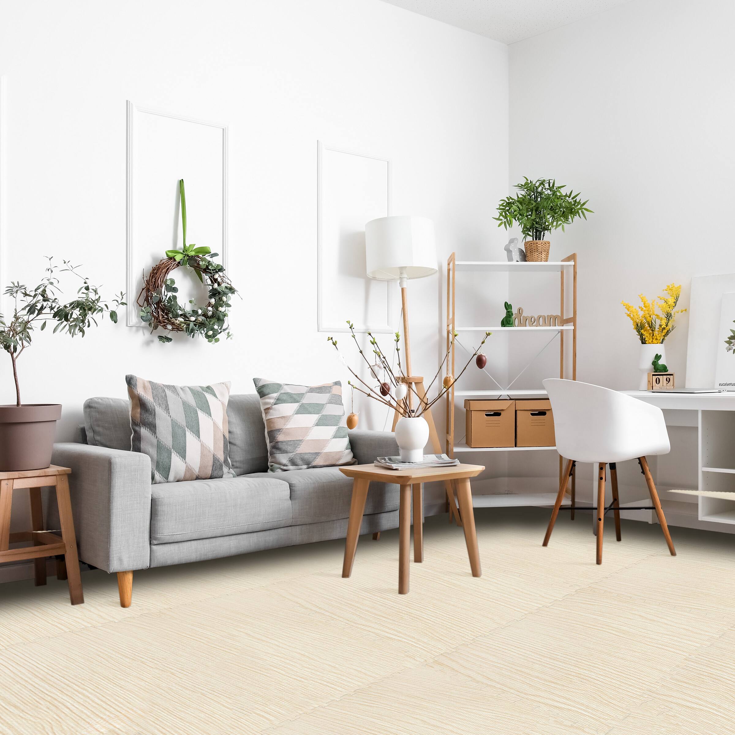 Alt View 1. Sorbus - Sorbus Thick 3/8-inch Wood Grain Floor Foam Tile Mats (24 Tiles, 96 Sq ft) - Light Pine.