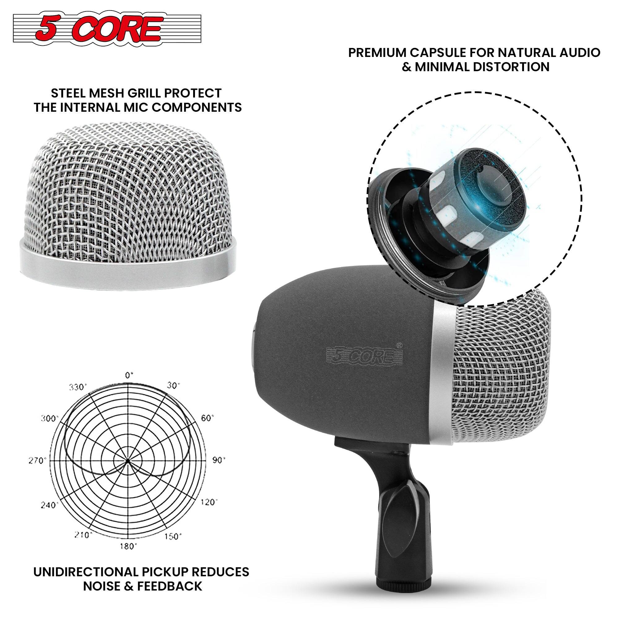 5 CORE

STEEL MESH GRILL PROTECT THE INTERNAL MIC COMPONENTS

PREMIUM CAPSULE FOR NATURAL AUDIO & MINIMAL DISTORTION

UNIDIRECTIONAL PICKUP REDUCES NOISE & FEEDBACK

330° 0° 30° 60° 90° 120° 150° 180° 210° 240° 270° 300°
