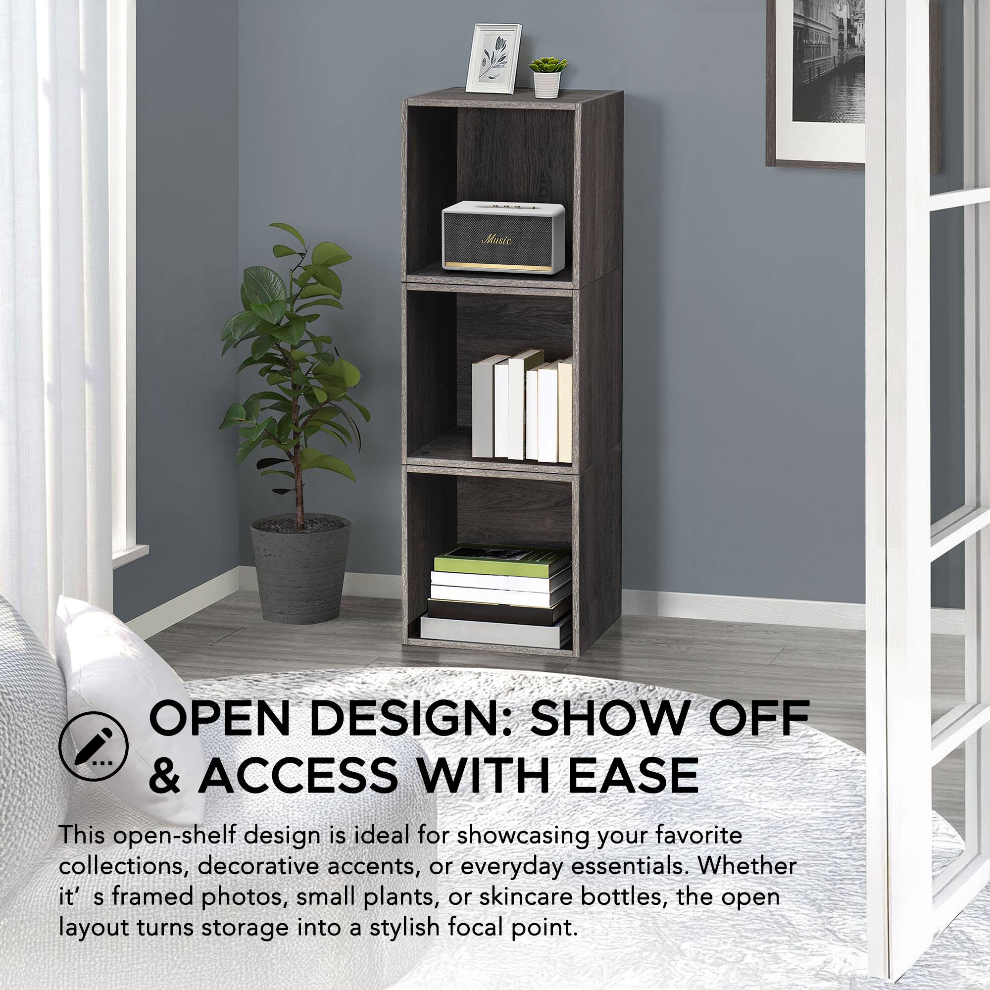 OPEN DESIGN: SHOW OFF & ACCESS WITH EASE

This open-shelf design is ideal for showcasing your favorite collections, decorative accents, or everyday essentials. Whether it's framed photos, small plants, or skincare bottles, the open layout turns storage into a stylish focal point.