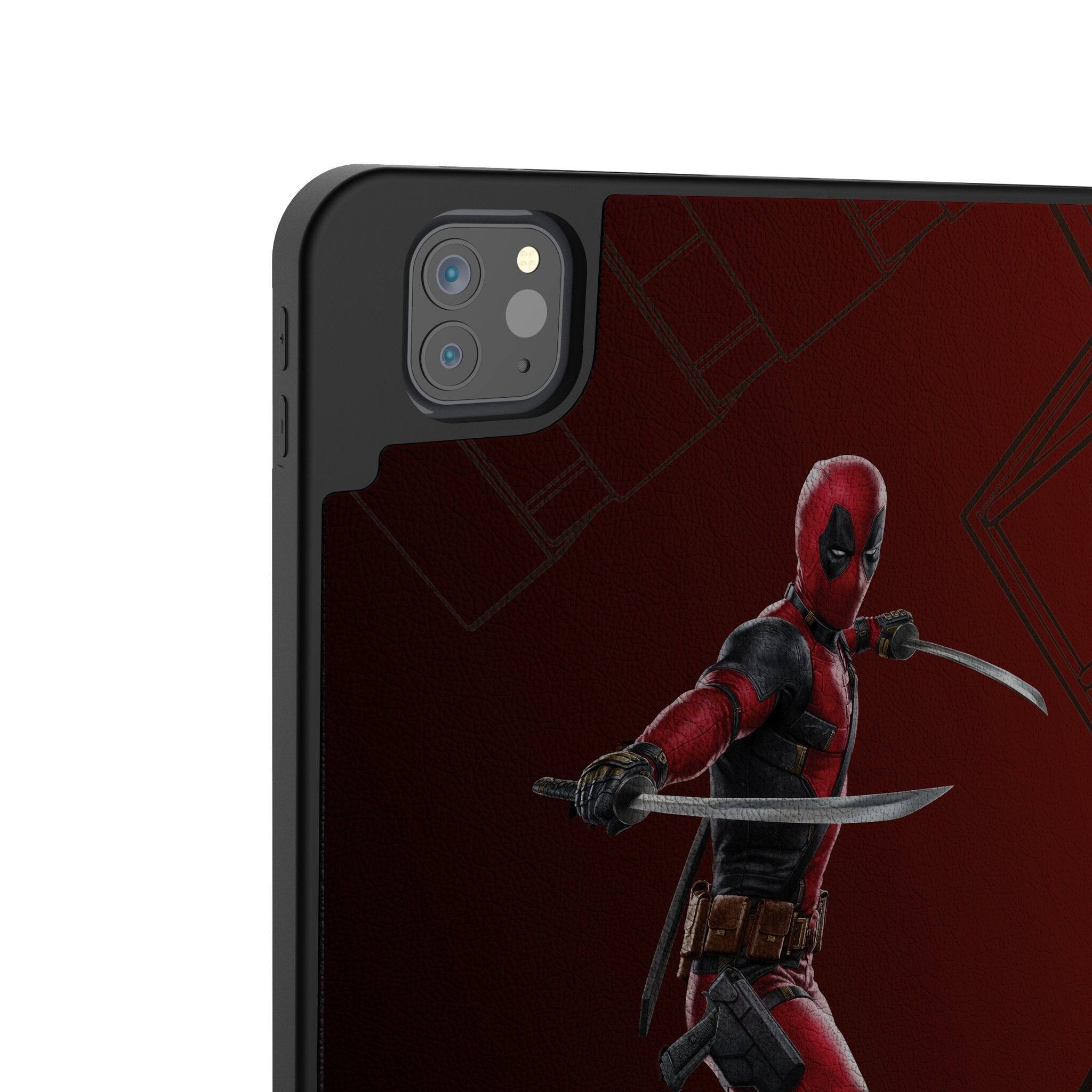 Left. Keyscaper - Marvel MechLine Tablet Case - Apple iPad (10th Gen) - Deadpool.