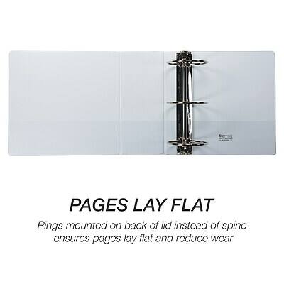 PAGES LAY FLAT

Rings mounted on the back of the lid instead of the spine ensures pages lay flat and reduce wear.