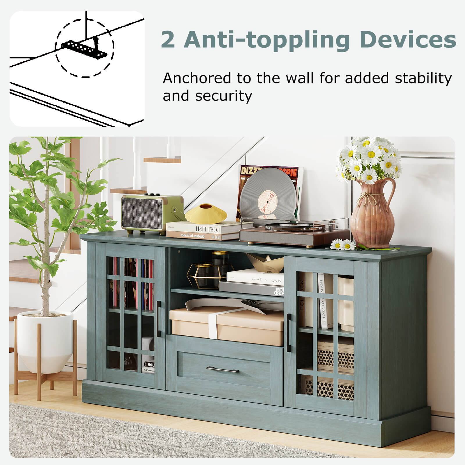 2 Anti-toppling Devices  
Anchored to the wall for added stability and security