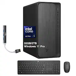 HP - Upgraded - OmniDesk Desktop (AMD Ryzen 5 8500G, 32GB DDR5, 2TB PCIe SSD, AMD Radeon 740M, Win 11 Pro) w/USB Hub - Gray Wood