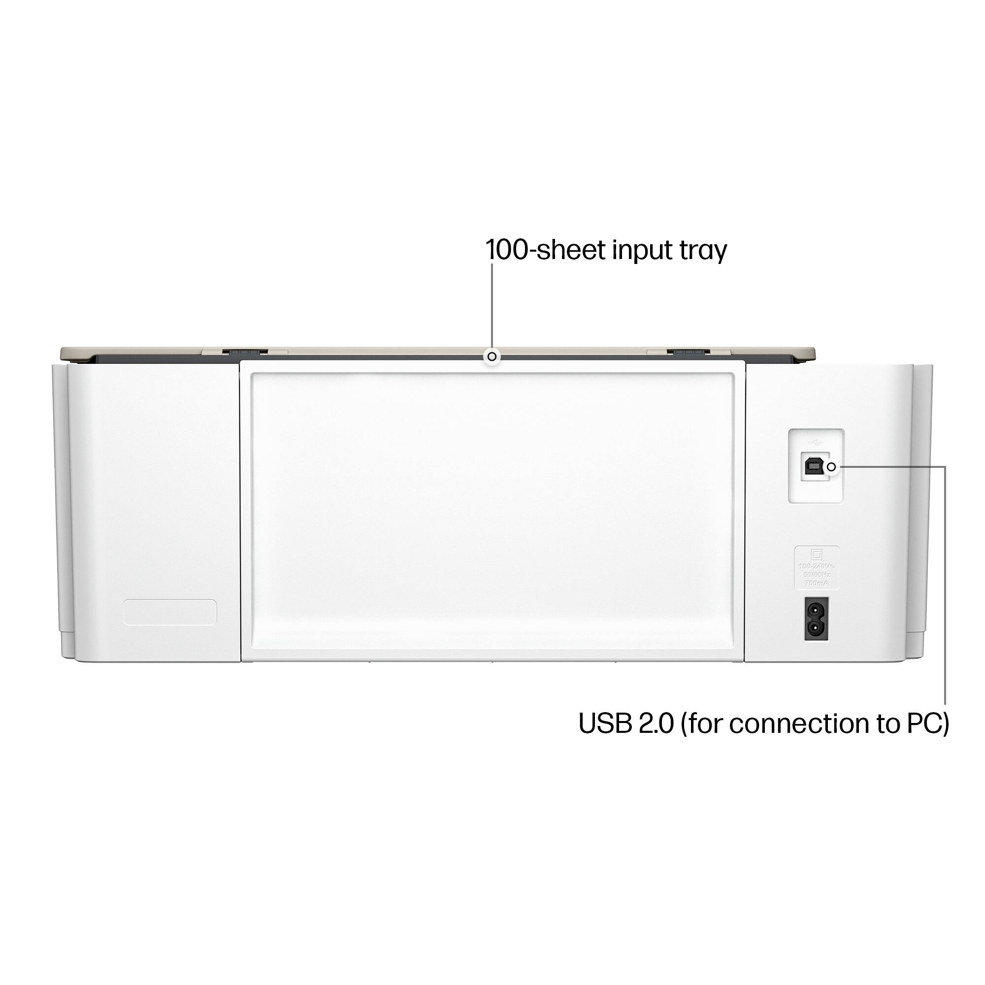 100-sheet input tray  
USB 2.0 (for connection to PC)